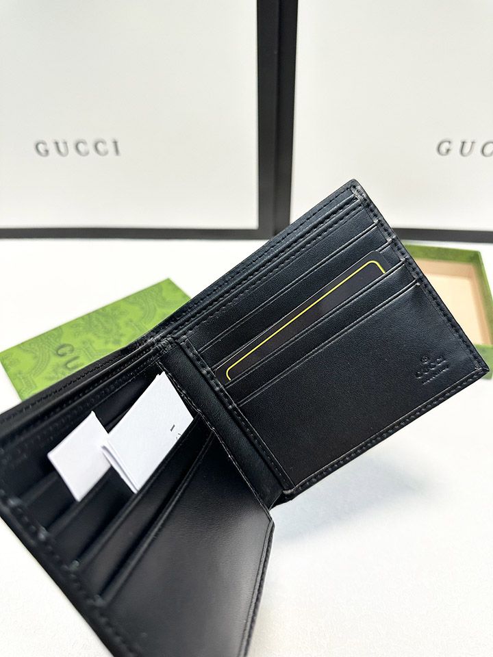 GUCCIカウンタースタイルのメンズショートスタイルを半分に折り、1対1のPVCとレザーの感触、無敵、シンプルでエレガント、男性の必需品