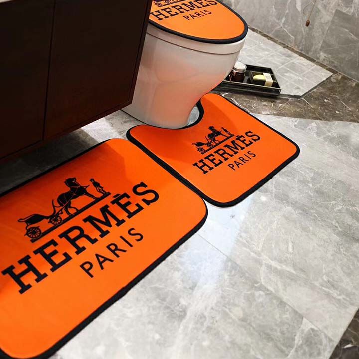 hermes 新作 ブランド 海外 エルメスバスルーム3点セット：ドアマット50*75cm、バスルームのドア、浴槽、便座マット40*51cmに自由に適用、しっかりと固定されており、滑りにくい、U字型マット58*50cm