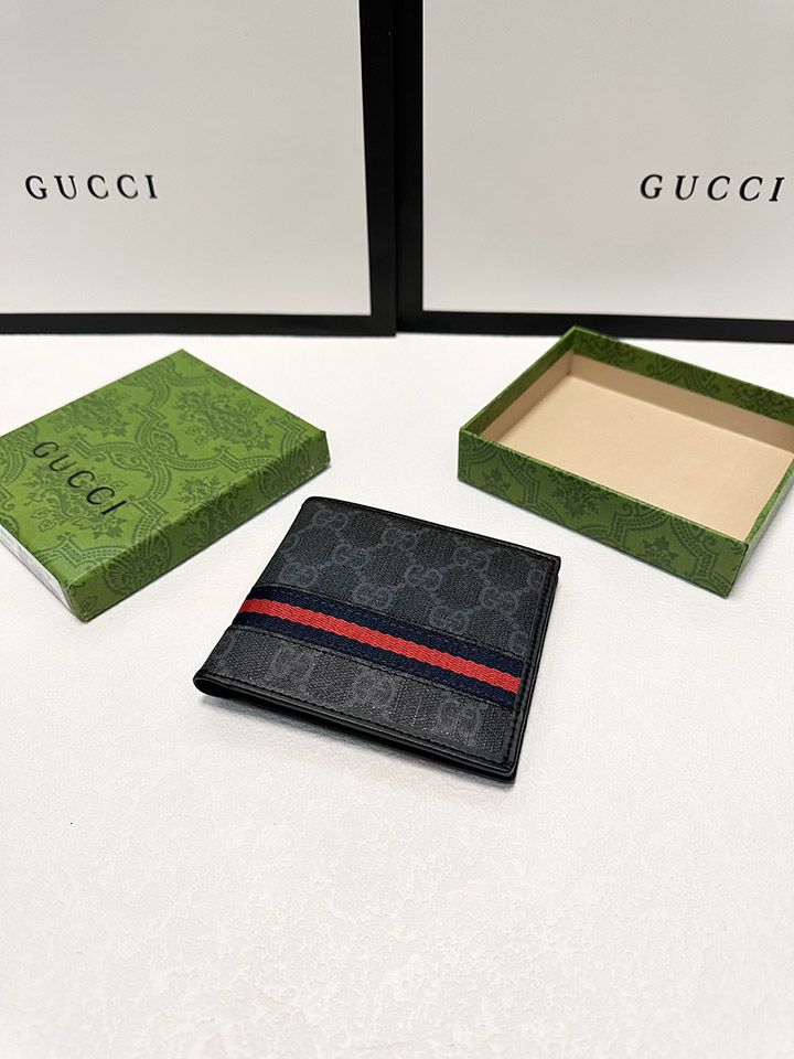 GUCCIカウンタースタイルのメンズショートスタイルを半分に折り、1対1のPVCとレザーの感触、無敵、シンプルでエレガント、男性の必需品