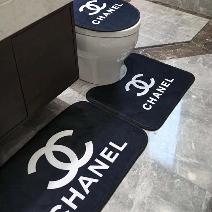 chanel おしゃれ ブラック シャネル バスルーム 3 点セット: ドアマット 50*75cm、バスルームのドア、バスタブ、さまざまなドアバケツの蓋マット 40*51cm、しっかりと固定されておりスライドしにくい U 字型マット 58*50cm