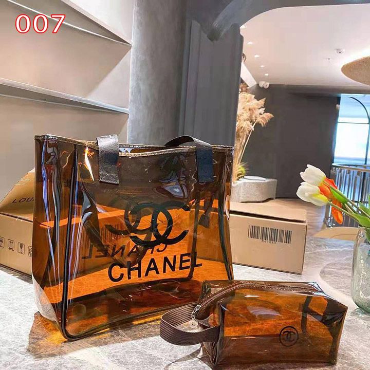 女性 30 代 販売 個性的 ブランド chanel シャネル新作ゼリーショッピングバッグ透明バッグPVC: 36*14*33cm